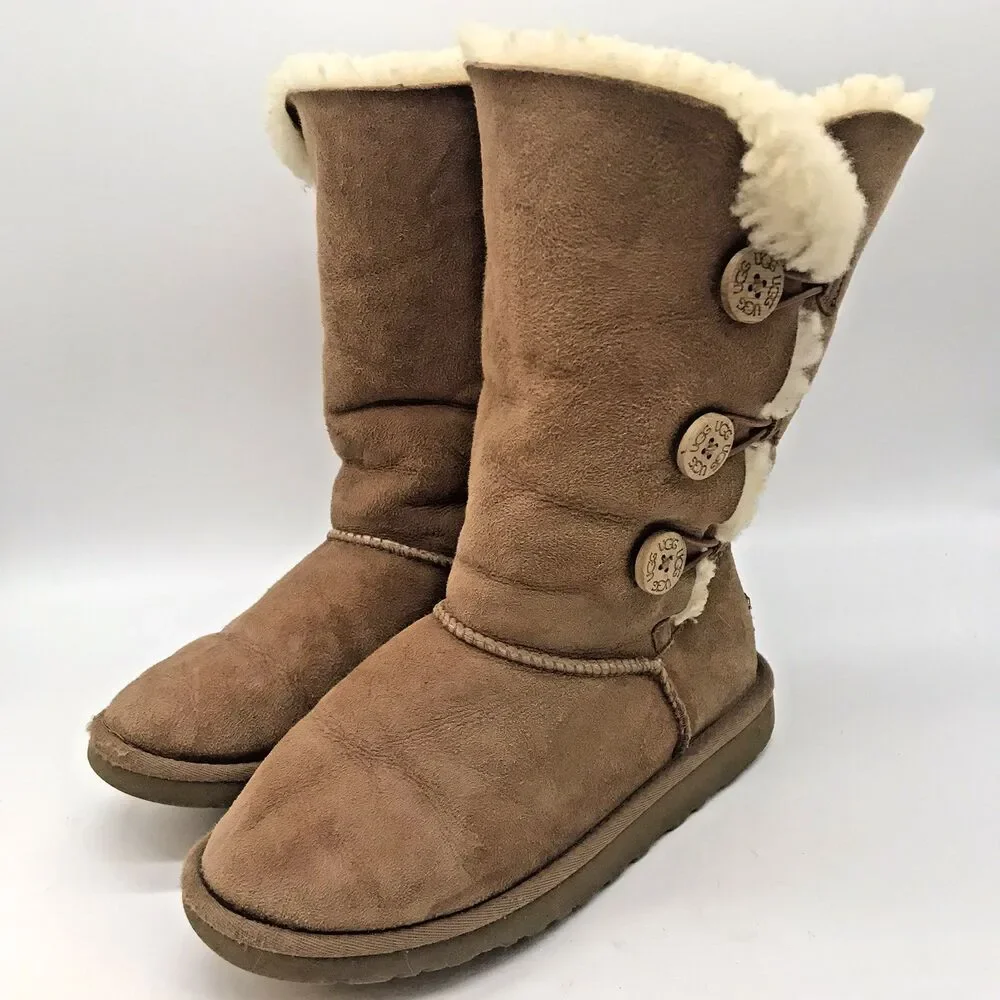 UGG Australia Chestnut Bailey Button Triplet Winter Boots 1962 Women's 5 Sherpa - Picture 3 of 13